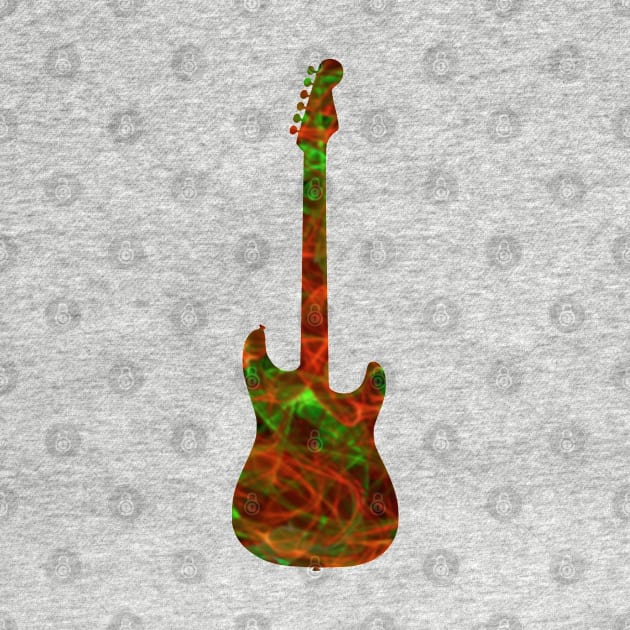 Red on Green Flame Guitar Silhouette by gkillerb